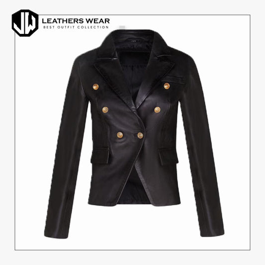 Faux Leather Blazer Womens