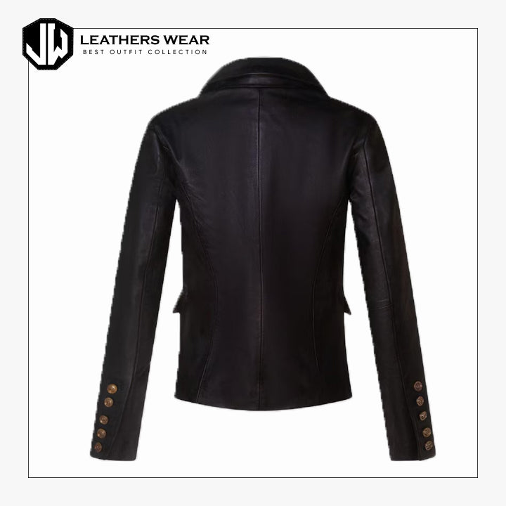 Faux Leather Blazer Womens