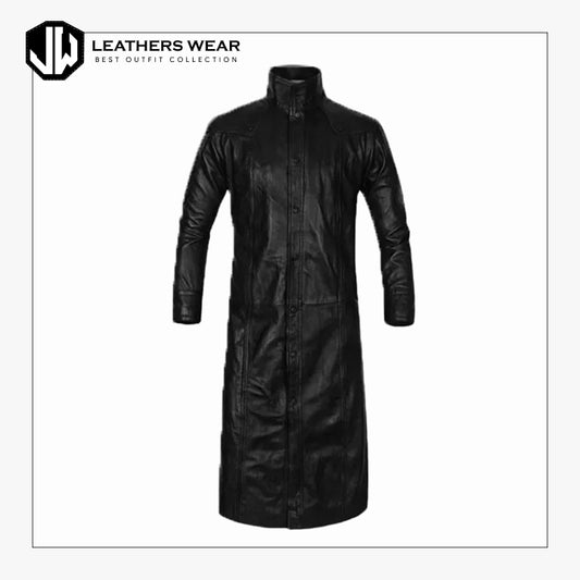 Faux Leather Long Coat
