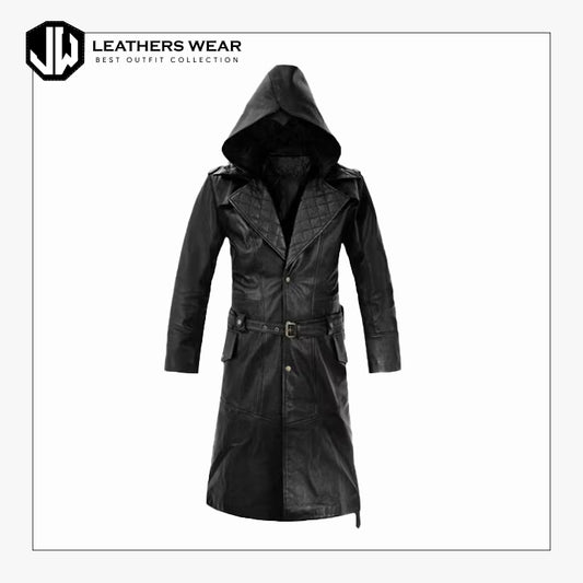 Faux Leather Trench Coat