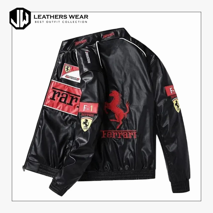 Ferrari Mens Genuine Cowhide Leather Jacket