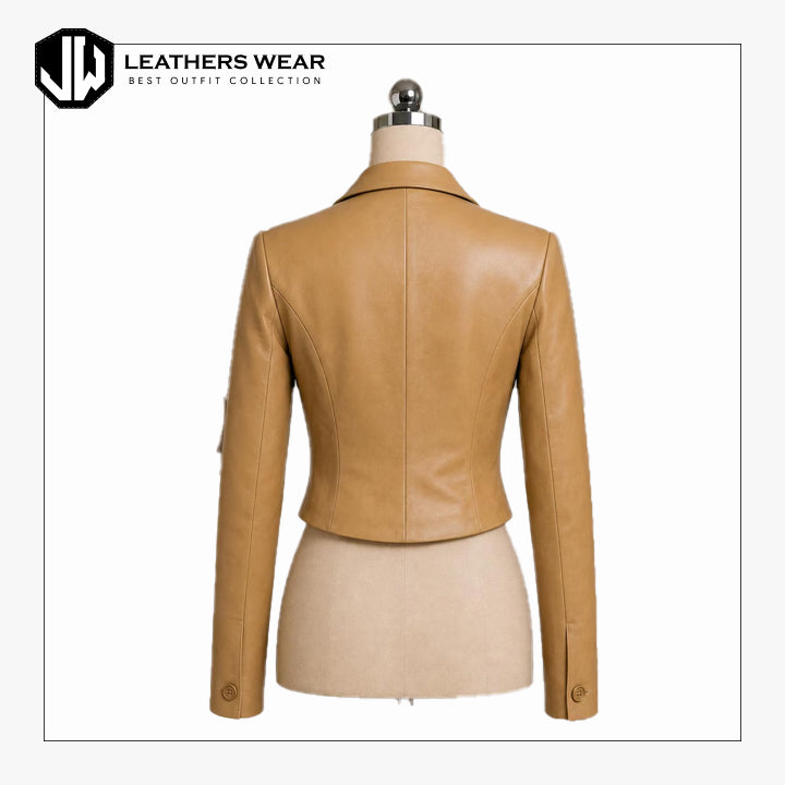 Fitted Leather Blazer Womens