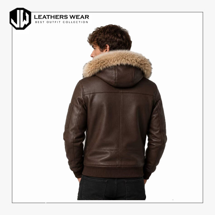 Fur Hood Leather Winter Jacket