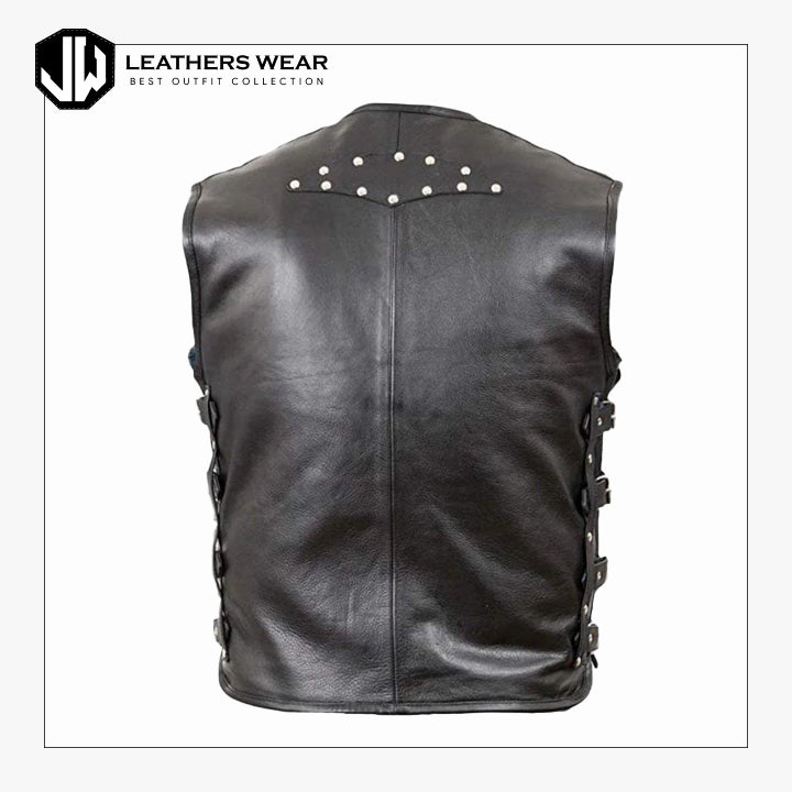 Genuine Leather Biker Vest For Mens Leathers Wear