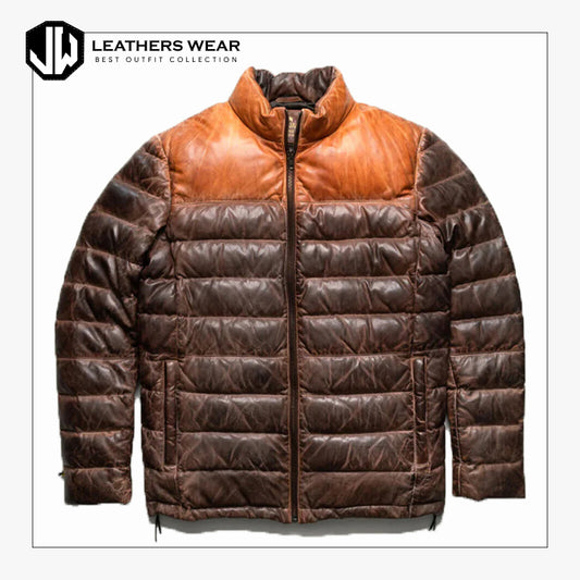 Genuine Leather Puffer Jacket Leathers Wear