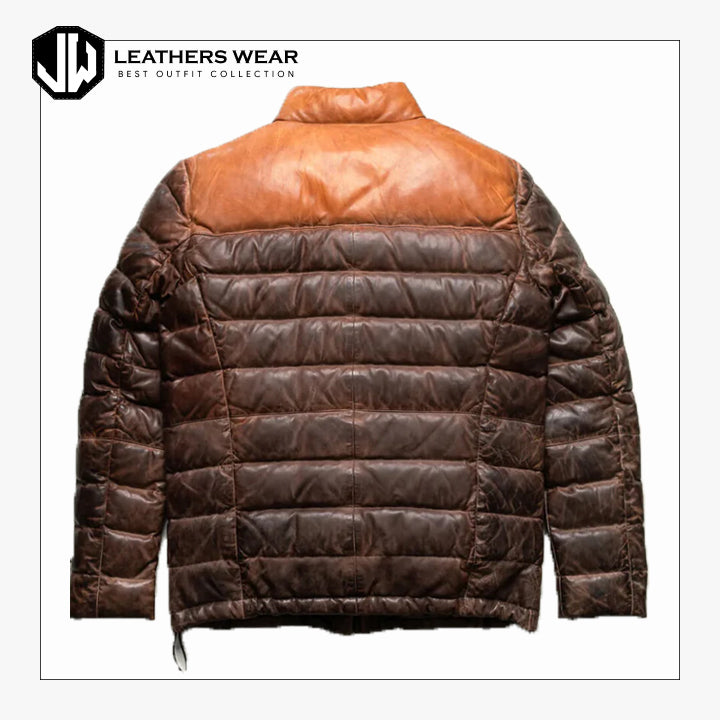 Genuine Leather Puffer Jacket Leathers Wear