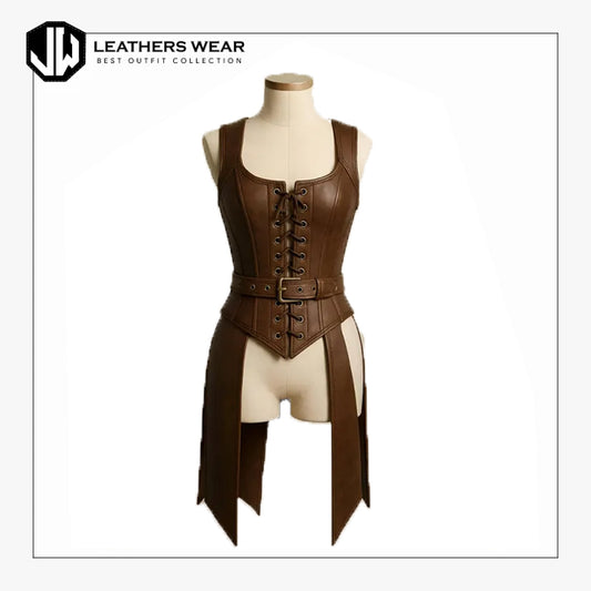 Handmade Brown Leather Warrior Corset