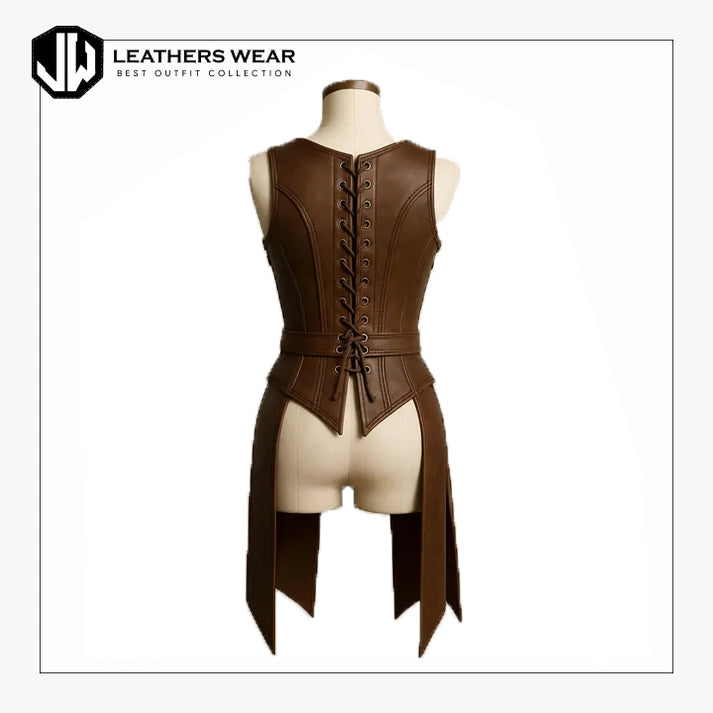 Handmade Brown Leather Warrior Corset