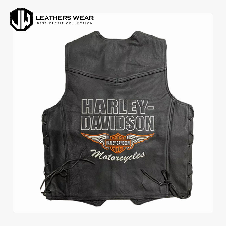 Harley-Davidson Men's Vest Biker Cafe Racer Motorcycle Genuine Cowhide Leather