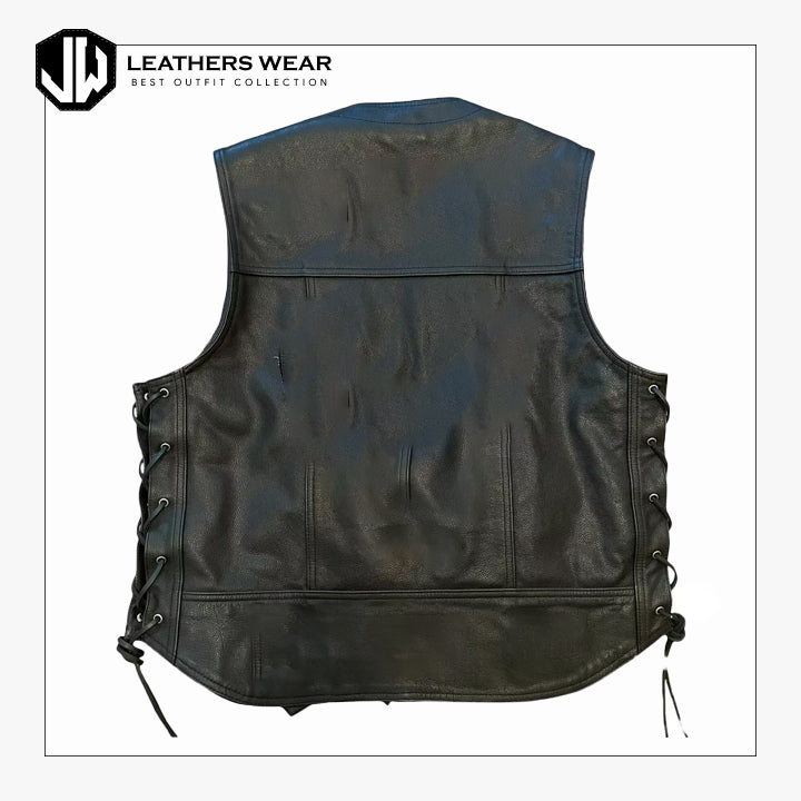 Harley Davidson Black Leather Vest Mens