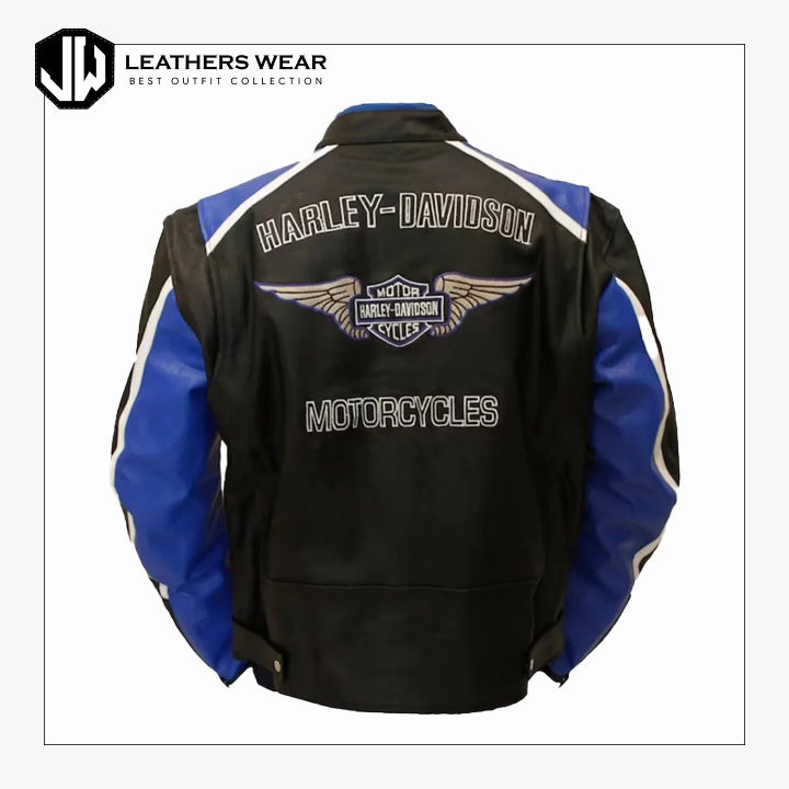 Harley Davidson Blue Biker Jacket Leathers Wear