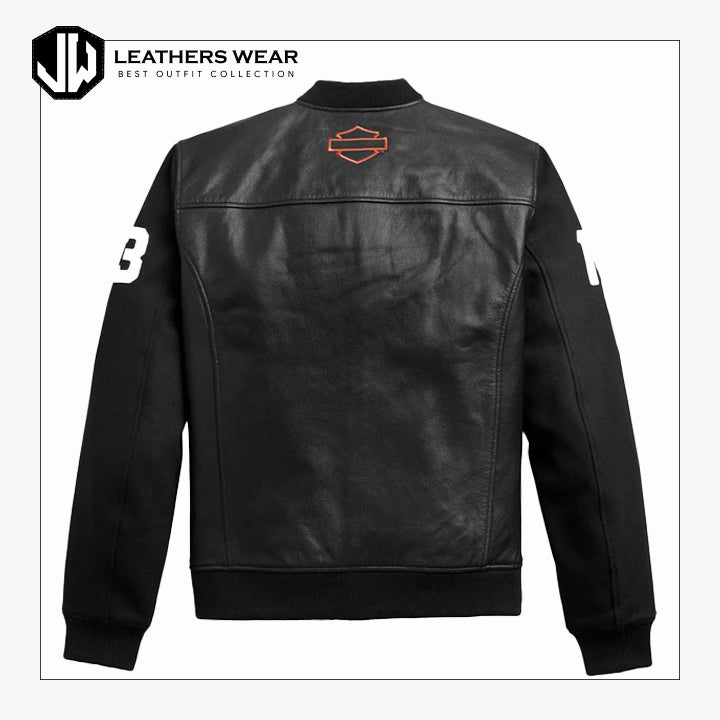 Harley Davidson HD MC Mixed Media Bomber Jacket