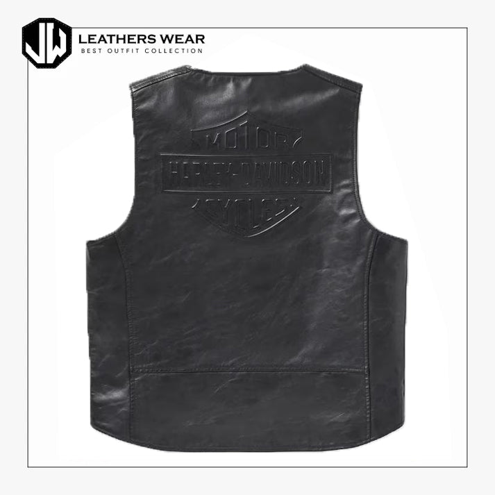 Harley Davidson Mens Black Leather Vest