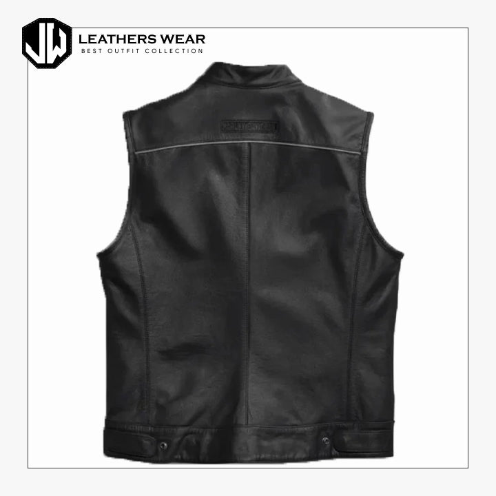 Harley Davidson Mens Foster Reflective Leather Vest Leathers Wear