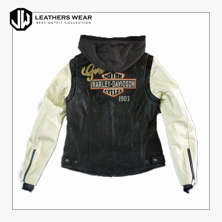 Harley Davidson Womens Leather Jacket Hoodie