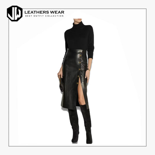 High Waisted Faux Leather Skirt