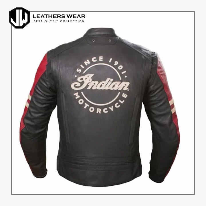 Indian Mens Black Leather Biker jacket