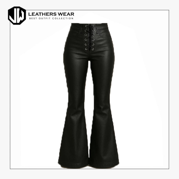Lace Up Lambskin Leather Pants
