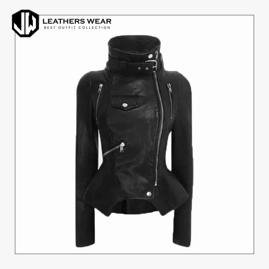 Ladies Black Biker Jacket