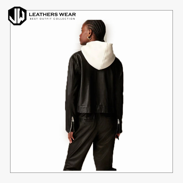 Ladies Black Leather Shirt