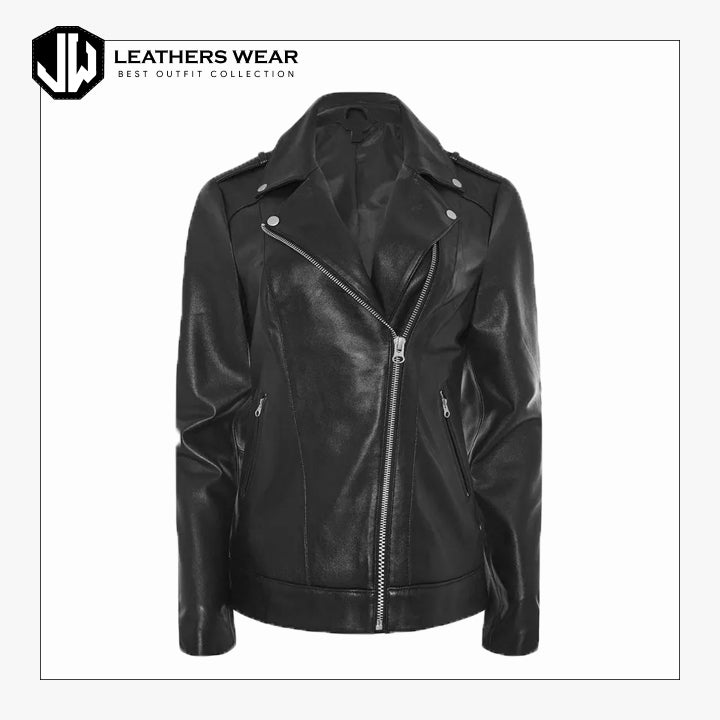 Ladies Leather Biker Jacket