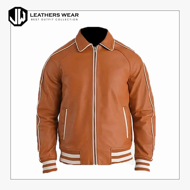 Ladies Leather Bomber Jacket