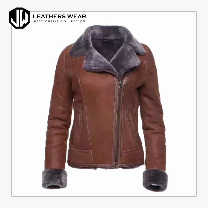 Ladies Shearling Biker Jacket