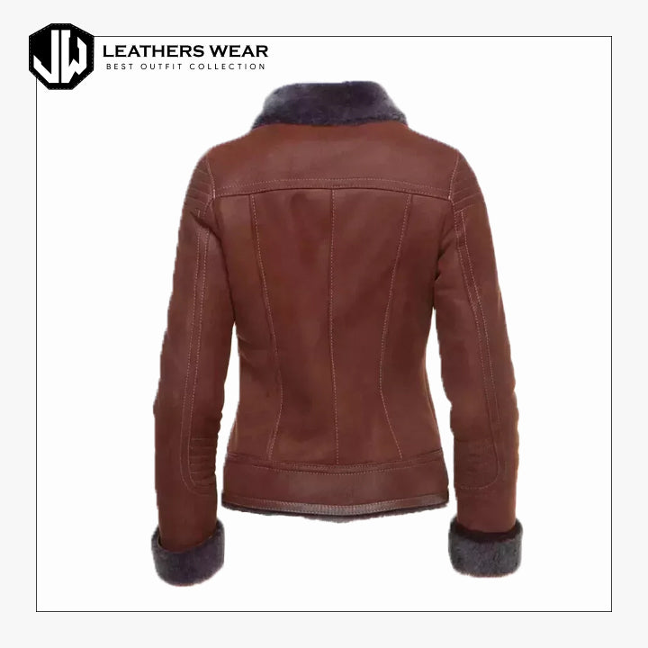Ladies Shearling Biker Jacket