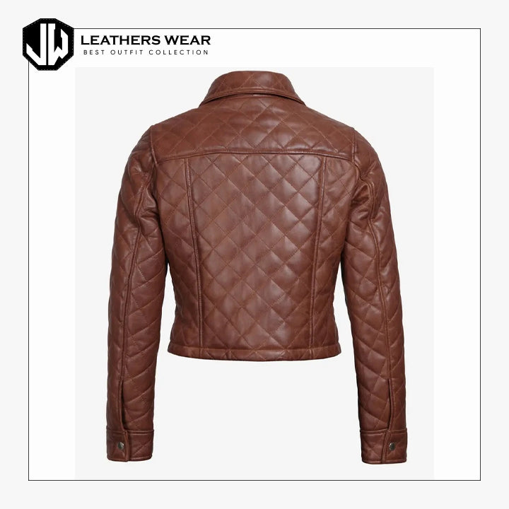 Lambskin Cognac Leather Cropped Jacket