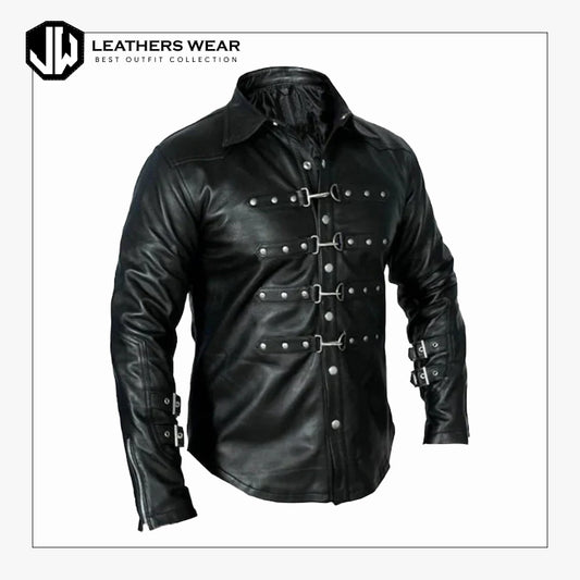 Leather Black Shirt for Mens Leathers Wear