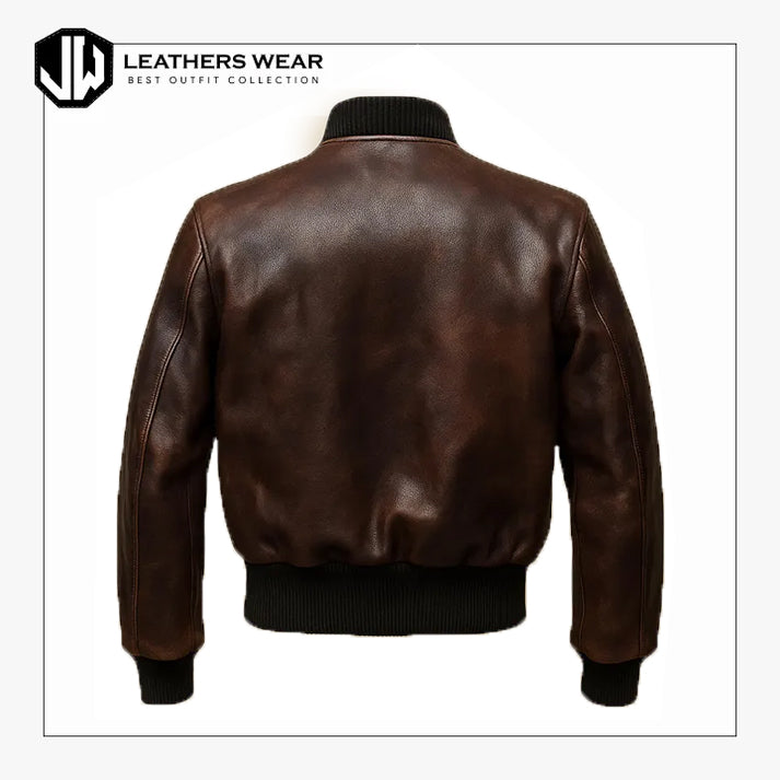 Leather Cropped Bomber Jacket