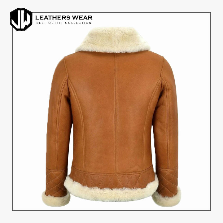Leather Jacket with Sheepskin Collar Leathers Wear