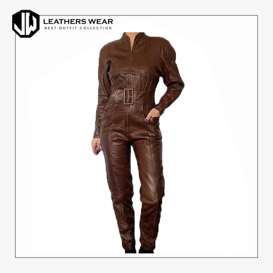 Leather Long Sleeve Jumpsuit