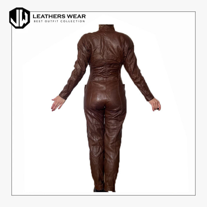 Leather Long Sleeve Jumpsuit