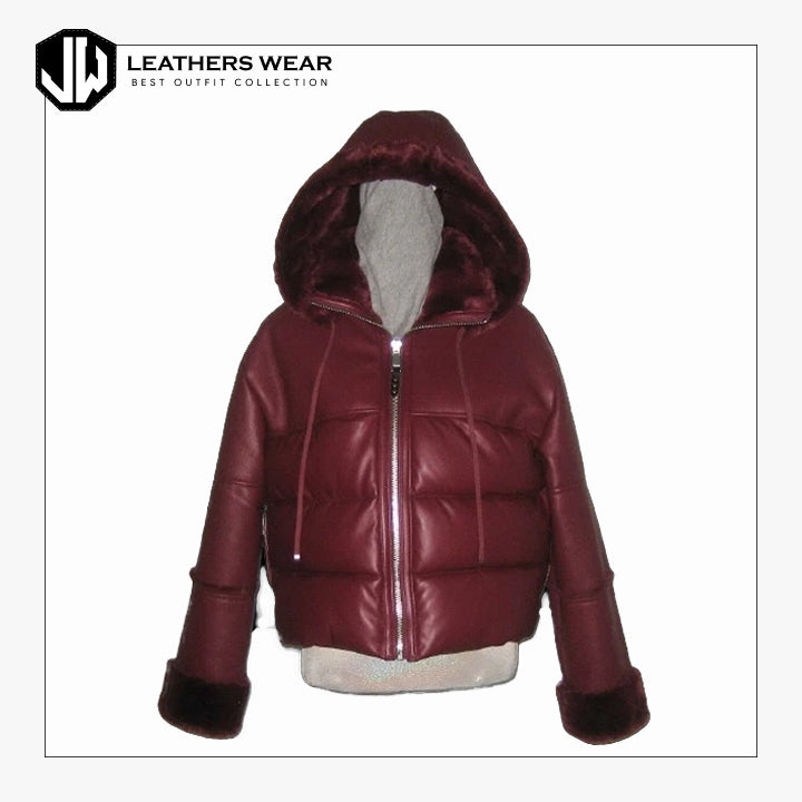 Leather PUFFER Jacket Women