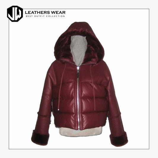 Leather PUFFER Jacket Women