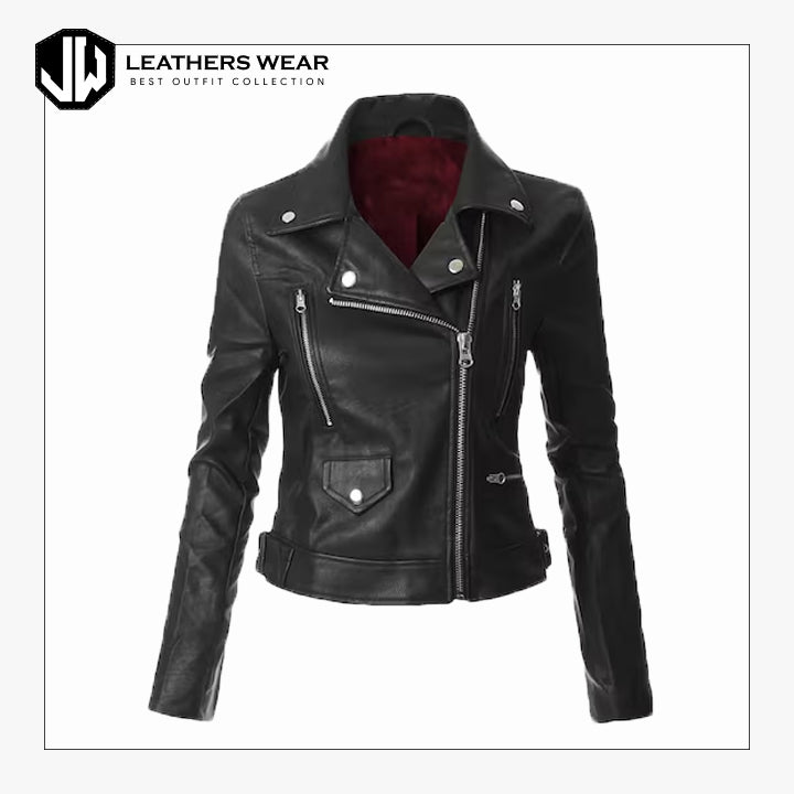 Leather Racer Jacket Womens