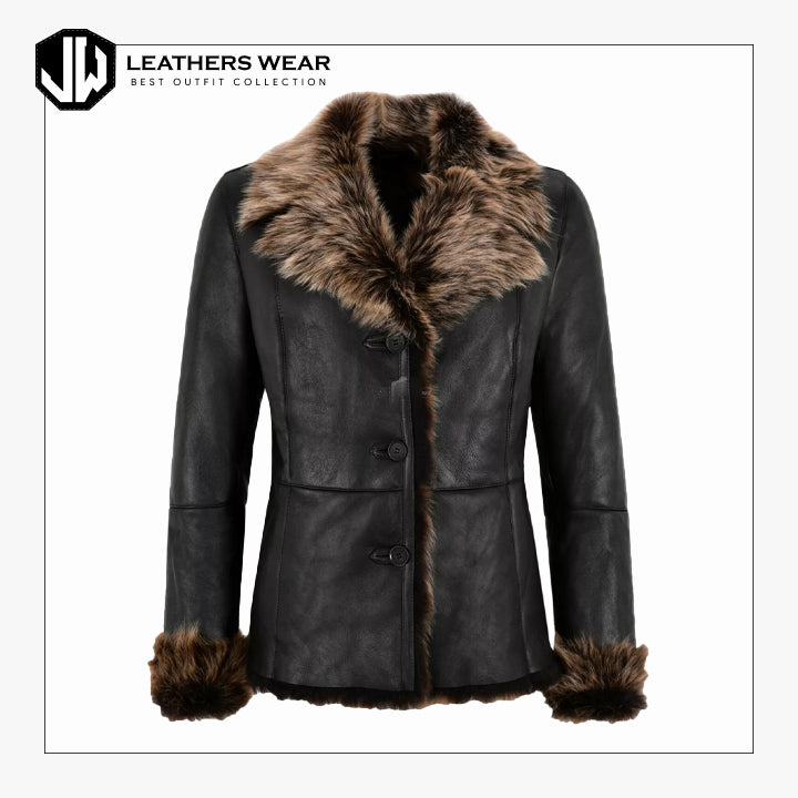 Leather Shearling Jacket Womens