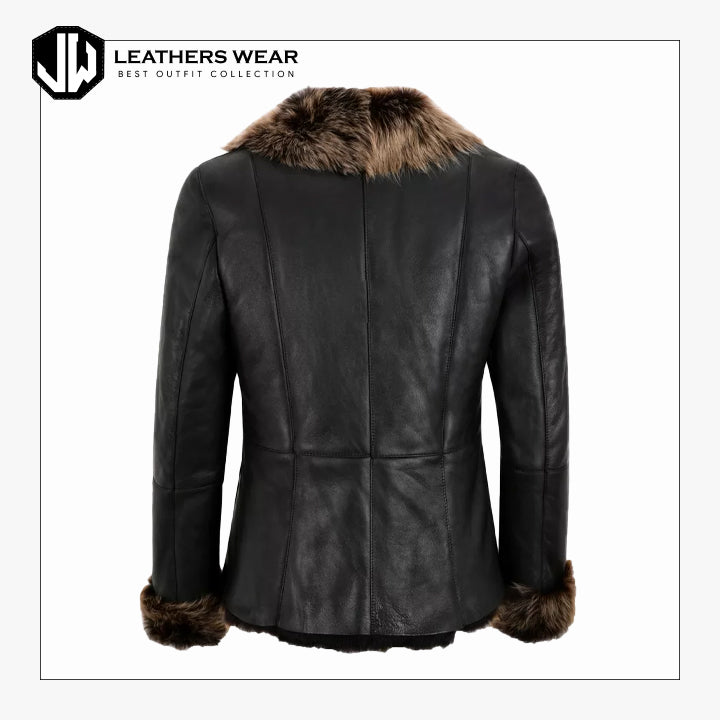 Leather Shearling Jacket Womens
