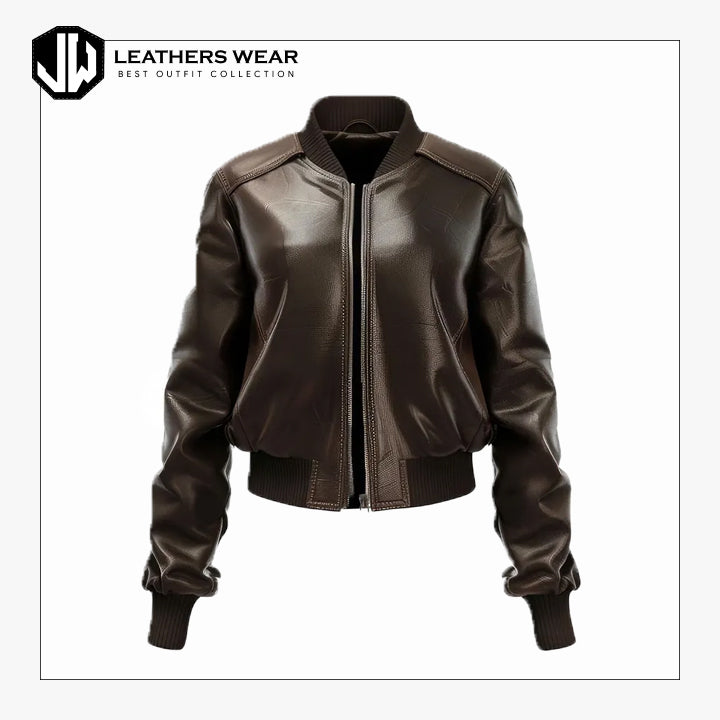 Leather Shearling Brown Womens Jacket