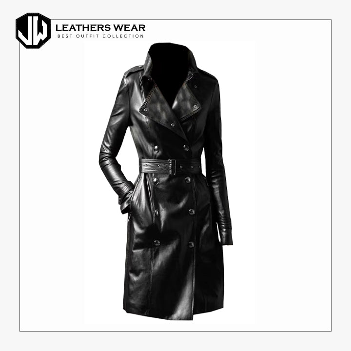 Leather Trench Coat Womens