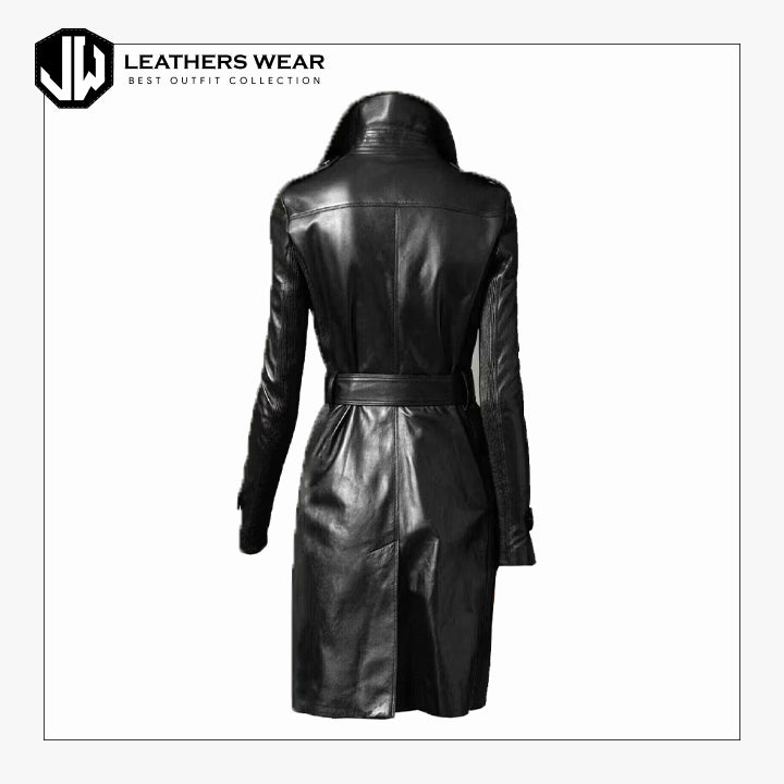 Leather Trench Coat Womens
