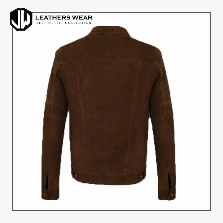 Leather Trucker Jacket Brown