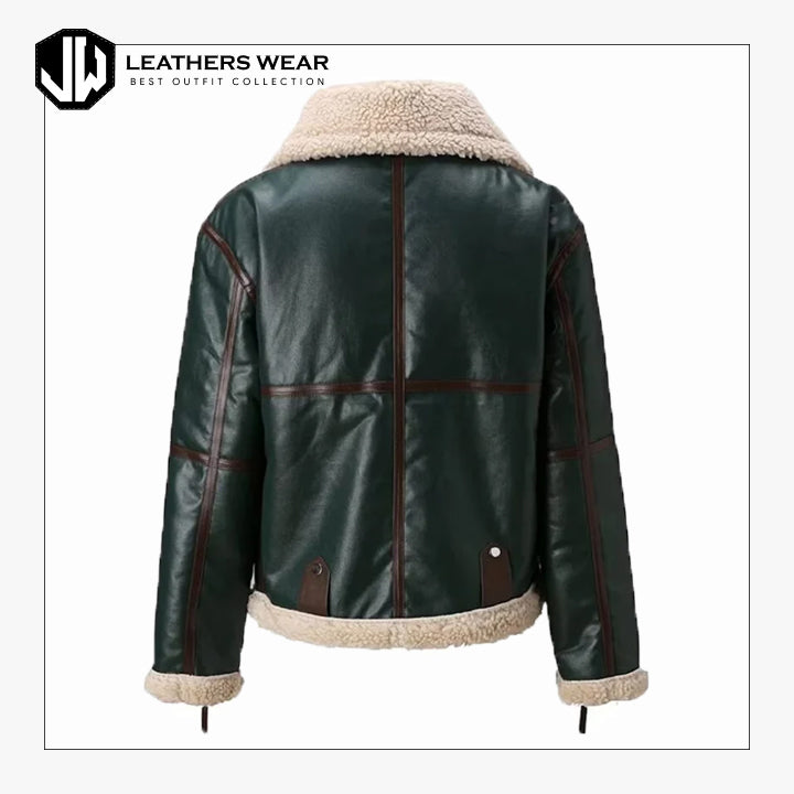 Leather and Shearling Jacket Womens Leathers Wear