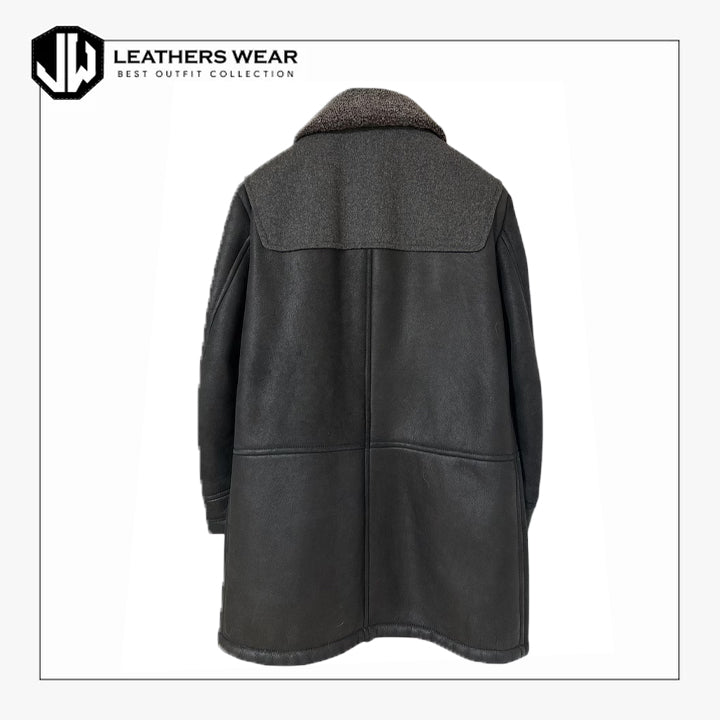 Long Leather Shearling Coat