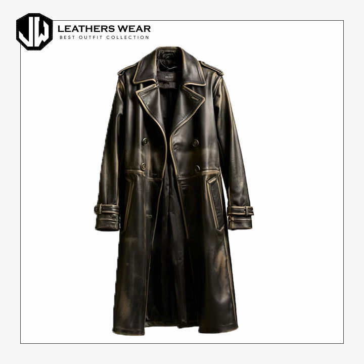 Long Leather Trench Coat
