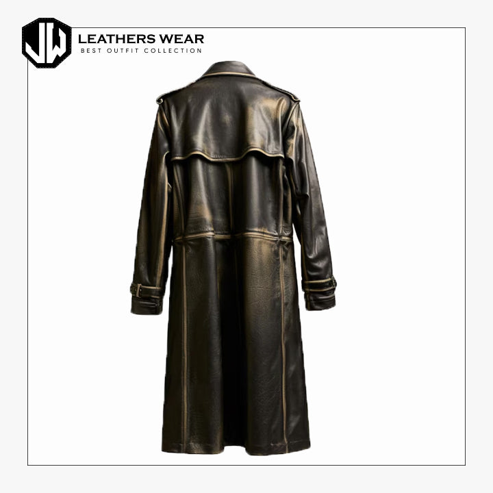Long Leather Trench Coat