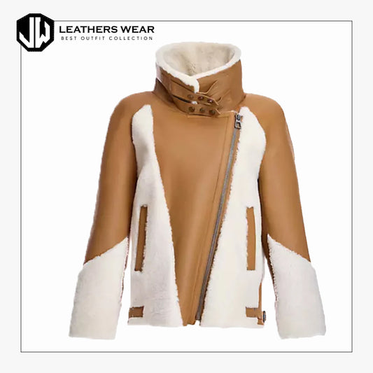 Long Shearling Coat Womens Leathers Wear