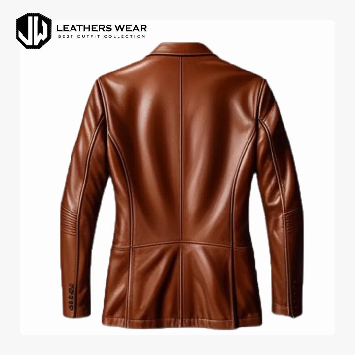 Luxurious Brown Leather Blazer