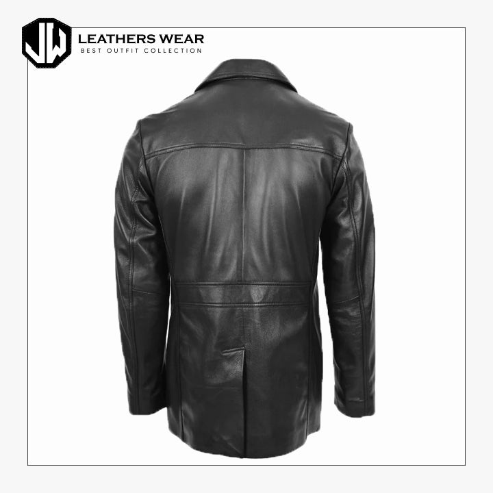Men Blazer Black Leathers Wear